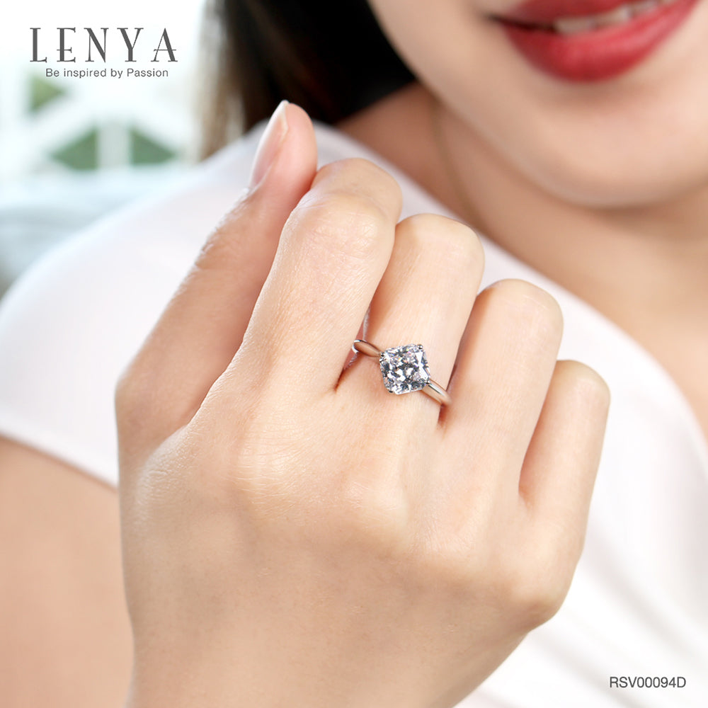 LENYA แหวน CZ DiamondLike เพิ่มความทันสมัย ขนาด 8 มิล ตัวเรือนเงินแท้925 ชุบทองคำขาว