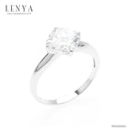 LENYA แหวนเพขร DiamondLike ทรงสี่เหลี่ยนม Princess ตัวเรือนเงินแท้ 925 ชุบทองคำขาว