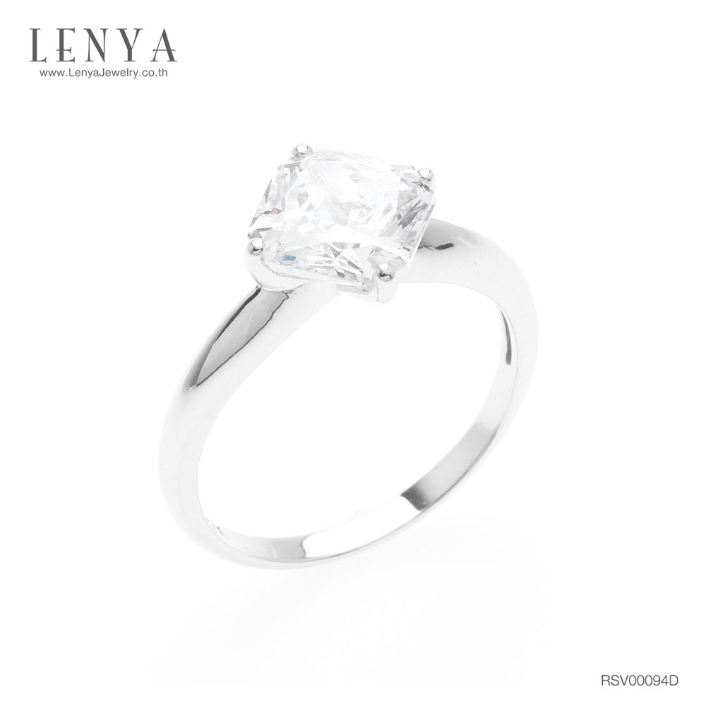 LENYA แหวน CZ DiamondLike เพิ่มความทันสมัย ขนาด 8 มิล ตัวเรือนเงินแท้925 ชุบทองคำขาว