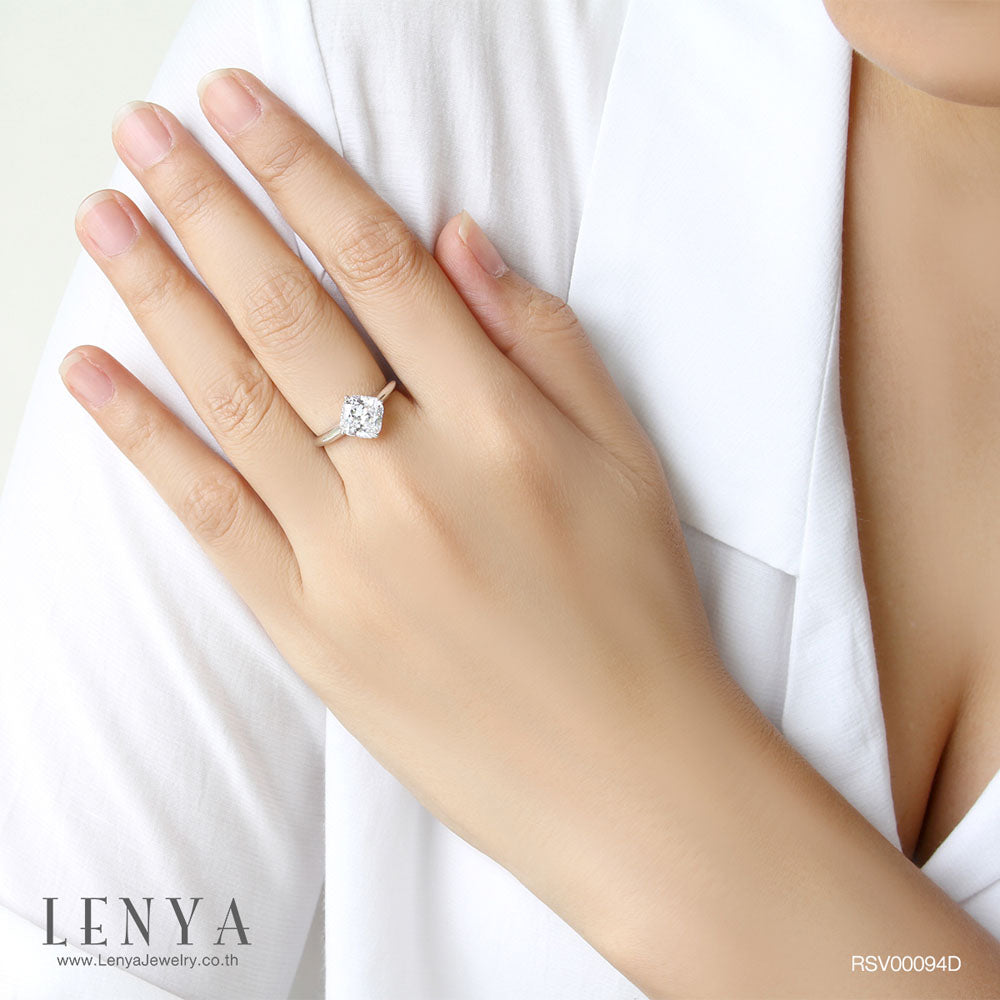 LENYA แหวน CZ DiamondLike เพิ่มความทันสมัย ขนาด 8 มิล ตัวเรือนเงินแท้925 ชุบทองคำขาว