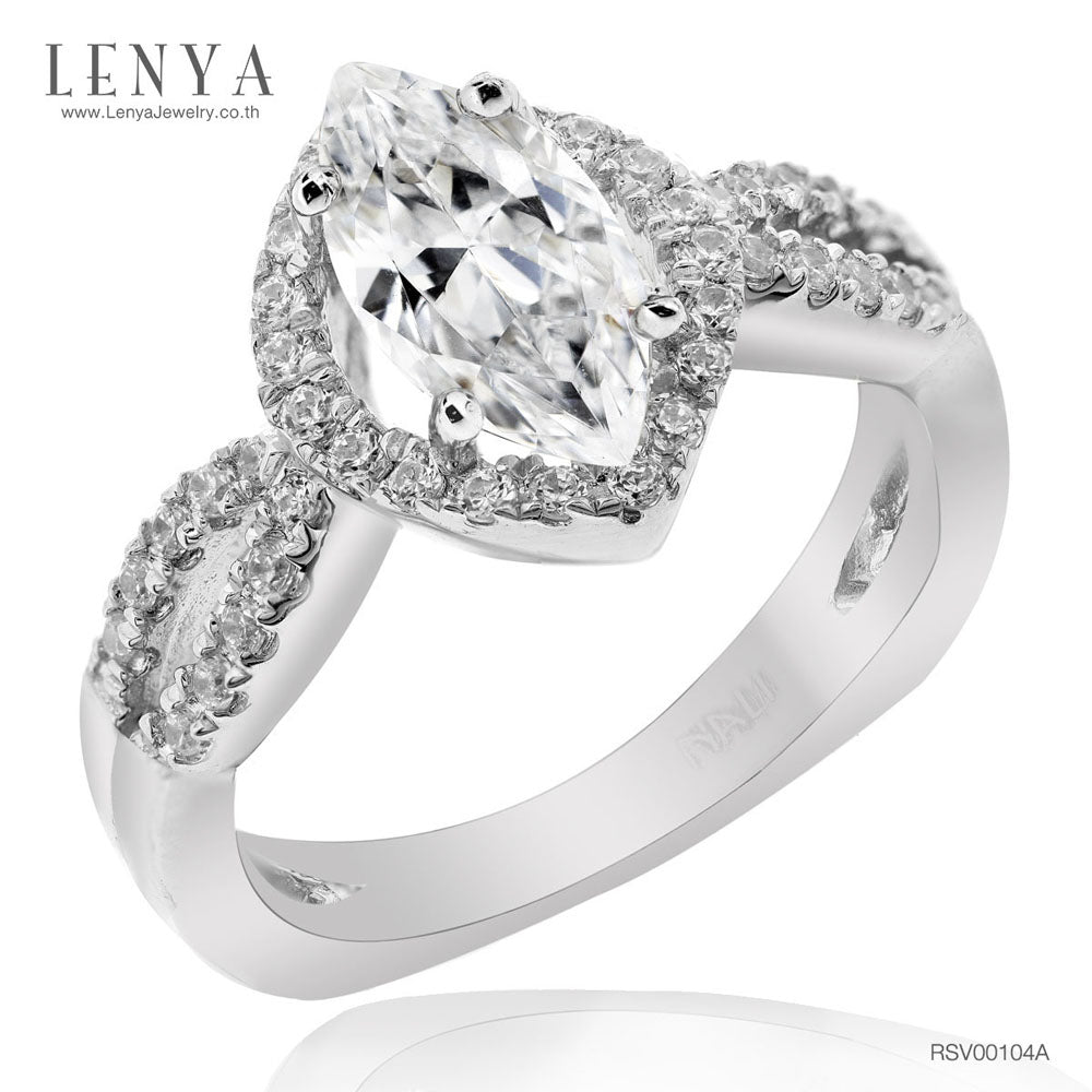 LENYA แหวนเงินแท้ ประดับด้วย คิวบิกเซอร์โคเนีย (Cubic Zirconia) เรียบหรู เสริมบุคลิกเพิ่มความมั่นใจ ตัวเรือนเงินแท้ 925 ชุบทองขาว
