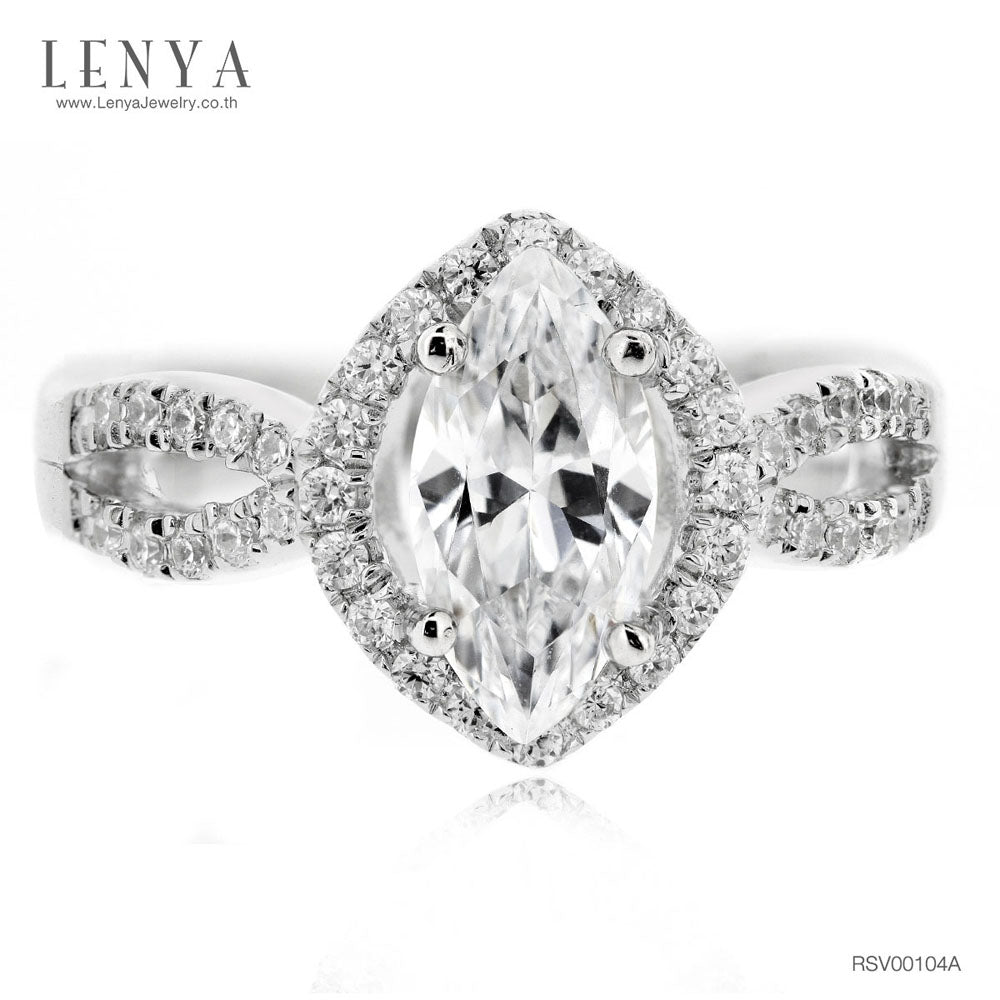 LENYA แหวนเงินแท้ ประดับด้วย คิวบิกเซอร์โคเนีย (Cubic Zirconia) เรียบหรู เสริมบุคลิกเพิ่มความมั่นใจ ตัวเรือนเงินแท้ 925 ชุบทองขาว