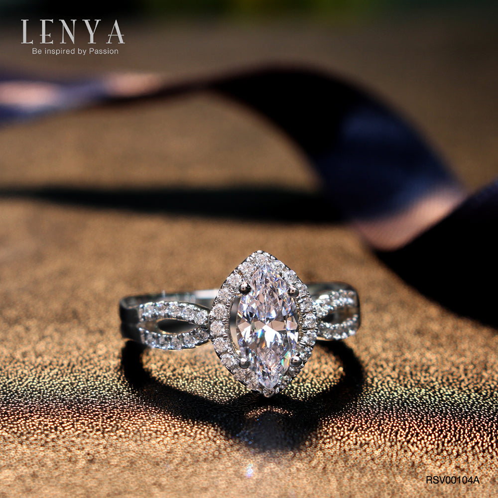 LENYA แหวนเงินแท้ ประดับด้วย คิวบิกเซอร์โคเนีย (Cubic Zirconia) เรียบหรู เสริมบุคลิกเพิ่มความมั่นใจ ตัวเรือนเงินแท้ 925 ชุบทองขาว