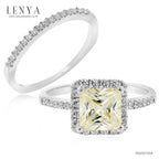 LENYA แหวน CZ สีเหลือง Diamondlike เสริมบุคลิกความมั่นใจ ขนาด 6 มิล ตัวเรือนเงินแท้925 ชุบทองคำขาว