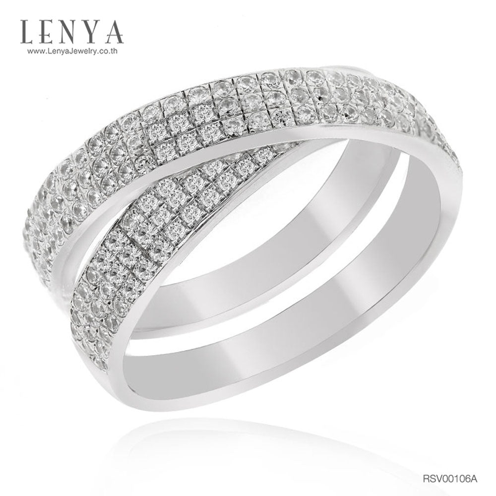LENYA แหวน LENYA ETERNAL ประดับด้วย SWAROVSKI ZIRCONIA ดีไซน์แหวนซ้อนแหวนเรียบหรูสุดคลาสสิค  ตัวเรือนเงินแท้ชุบทองคำขาว