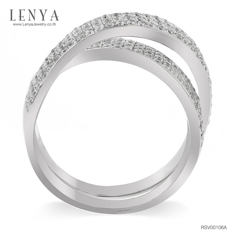 LENYA แหวน LENYA ETERNAL ประดับด้วย SWAROVSKI ZIRCONIA ดีไซน์แหวนซ้อนแหวนเรียบหรูสุดคลาสสิค  ตัวเรือนเงินแท้ชุบทองคำขาว