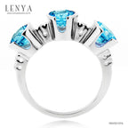 LENYA แหวนพลอยบูลโทพาส(Blue Topaz) ดีไซน์แปลกไม่เหมือนใคร บนตัวเรือนเงินแท้ชุบทองคำขาว