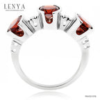 LENYA แหวนพลอยโกเมน เสริมด้านใจแกร่ง สำเร็จ มั่นคง ขนาด 6 มิล ตัวเรือนเงินแท้925 ชุบทองคำขาว