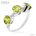 LENYA แหวนพลอยเพอริดอท(Peridot) ดีไซน์แปลกไม่เหมือนใคร บนตัวเรือนเงินแท้ชุบทองคำขาว