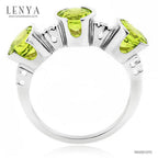 LENYA แหวนพลอยเพอริดอท(Peridot) ดีไซน์แปลกไม่เหมือนใคร บนตัวเรือนเงินแท้ชุบทองคำขาว