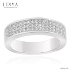 LENYA แหวนเพชร DiamondLike เรียบแต่หรูด้วยการฝังเพชร DiamondLike รอบตัวเรือน บนตัวเรือนเงินแท้ชุบทองคำขาว