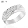 LENYA แหวนเพชร DiamondLike ดีไซน์สุดคลาสสิคเพชร DiamondLike เรียงแถวซ้อนกัน 2 วง บนตัวเรือนเงินแท้ชุบทองคำขาว