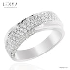 LENYA แหวนเพชร DiamondLike ดีไซน์สุดคลาสสิคเพชร DiamondLike เรียงแถวซ้อนกัน 2 วง บนตัวเรือนเงินแท้ชุบทองคำขาว