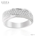 LENYA แหวนเพชร DiamondLike ดีไซน์สุดคลาสสิคเพชร DiamondLike เรียงแถวซ้อนกัน 2 วง บนตัวเรือนเงินแท้ชุบทองคำขาว
