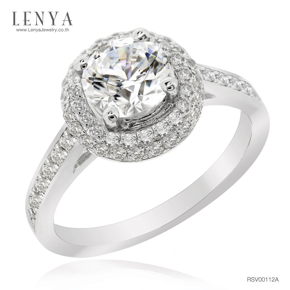LENYA แหวน CZ Diamondlike เสริมบุคลิกและความมั่นใจ ขนาด 6 มิล ตัวเรือนเงินแท้925 ชุบทองคำขาว
