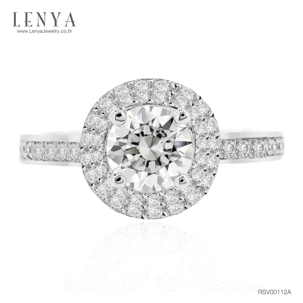LENYA แหวน CZ Diamondlike เสริมบุคลิกและความมั่นใจ ขนาด 6 มิล ตัวเรือนเงินแท้925 ชุบทองคำขาว