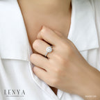 LENYA แหวน CZ Diamondlike เสริมบุคลิกและความมั่นใจ ขนาด 6 มิล ตัวเรือนเงินแท้925 ชุบทองคำขาว