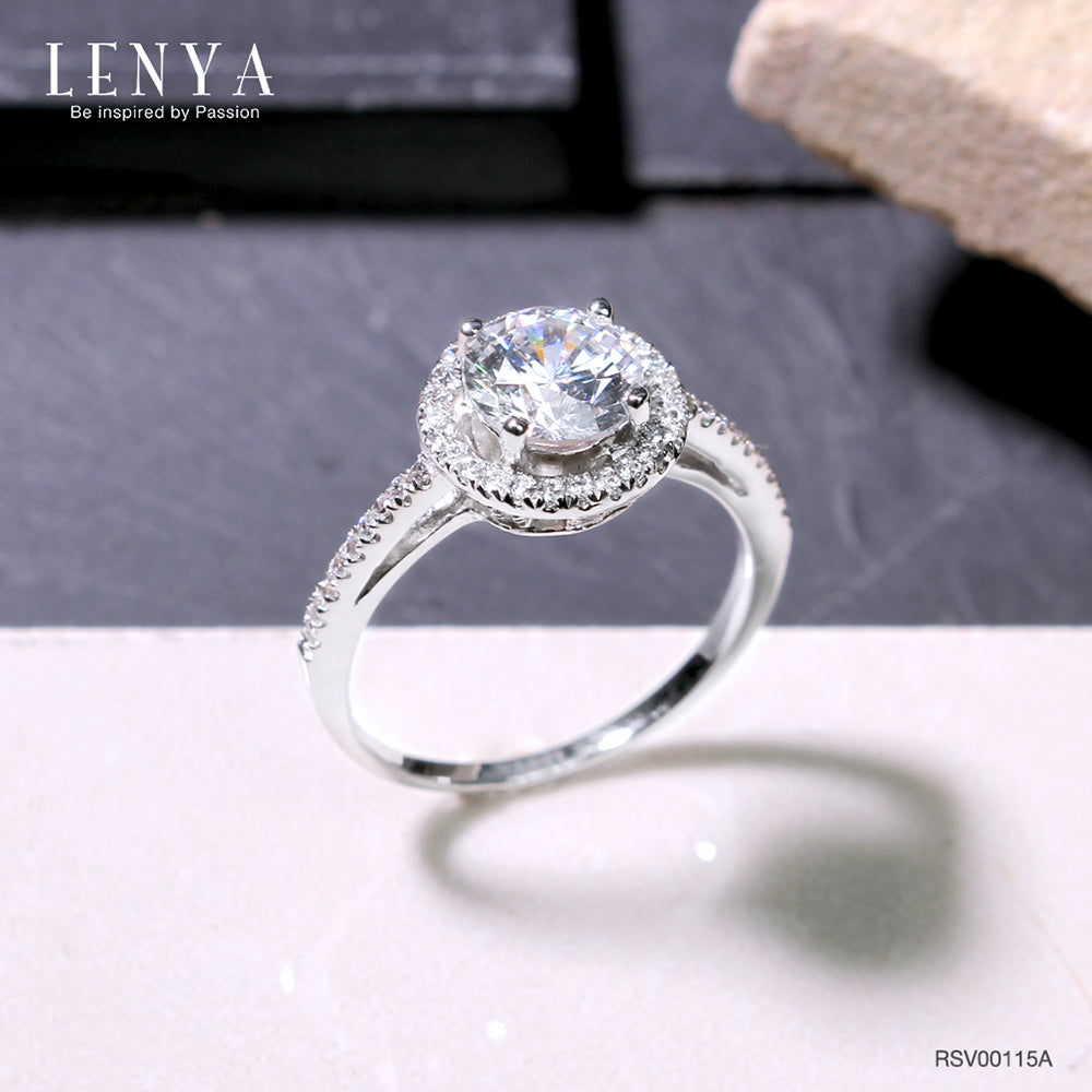 LENYA แหวน CZ DiamondLike เสริมบุคลิกความหรูหรา ตัวเรือนเงินแท้925 ชุบทองคำขาว