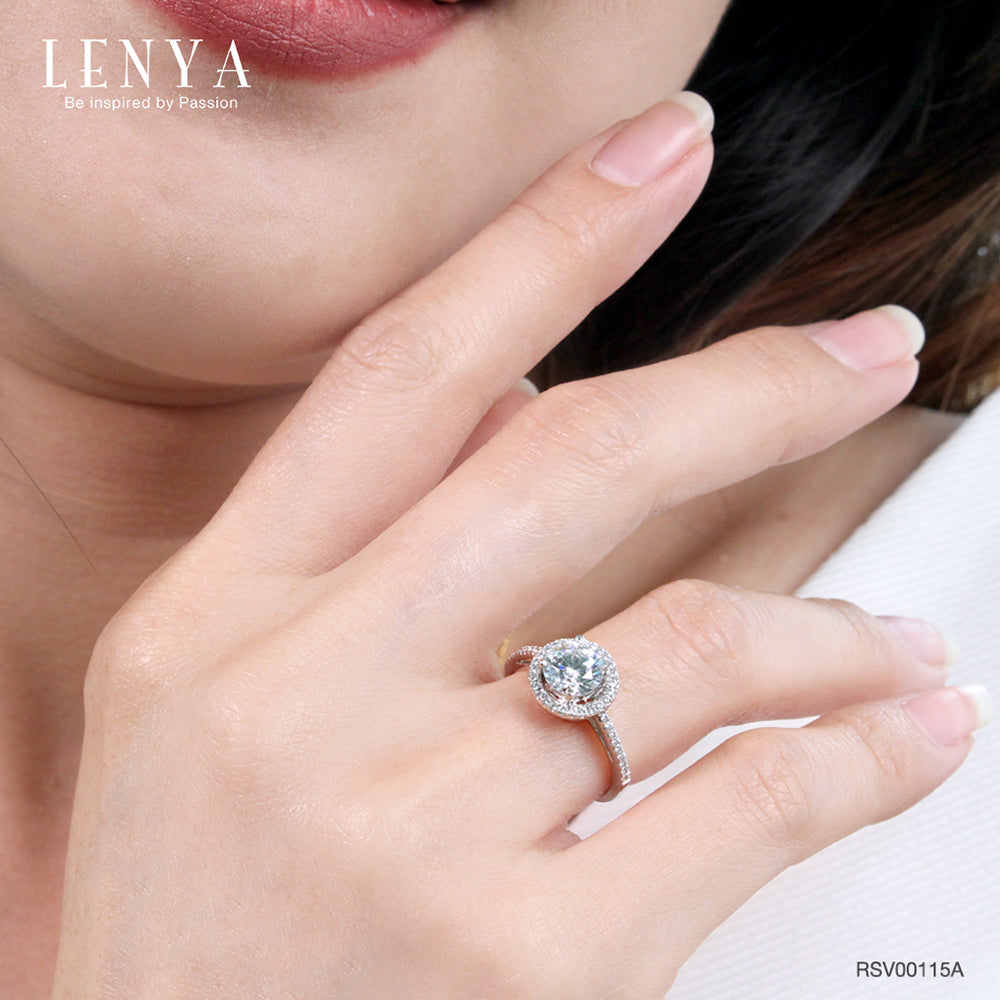 LENYA แหวน CZ DiamondLike เสริมบุคลิกความหรูหรา ตัวเรือนเงินแท้925 ชุบทองคำขาว