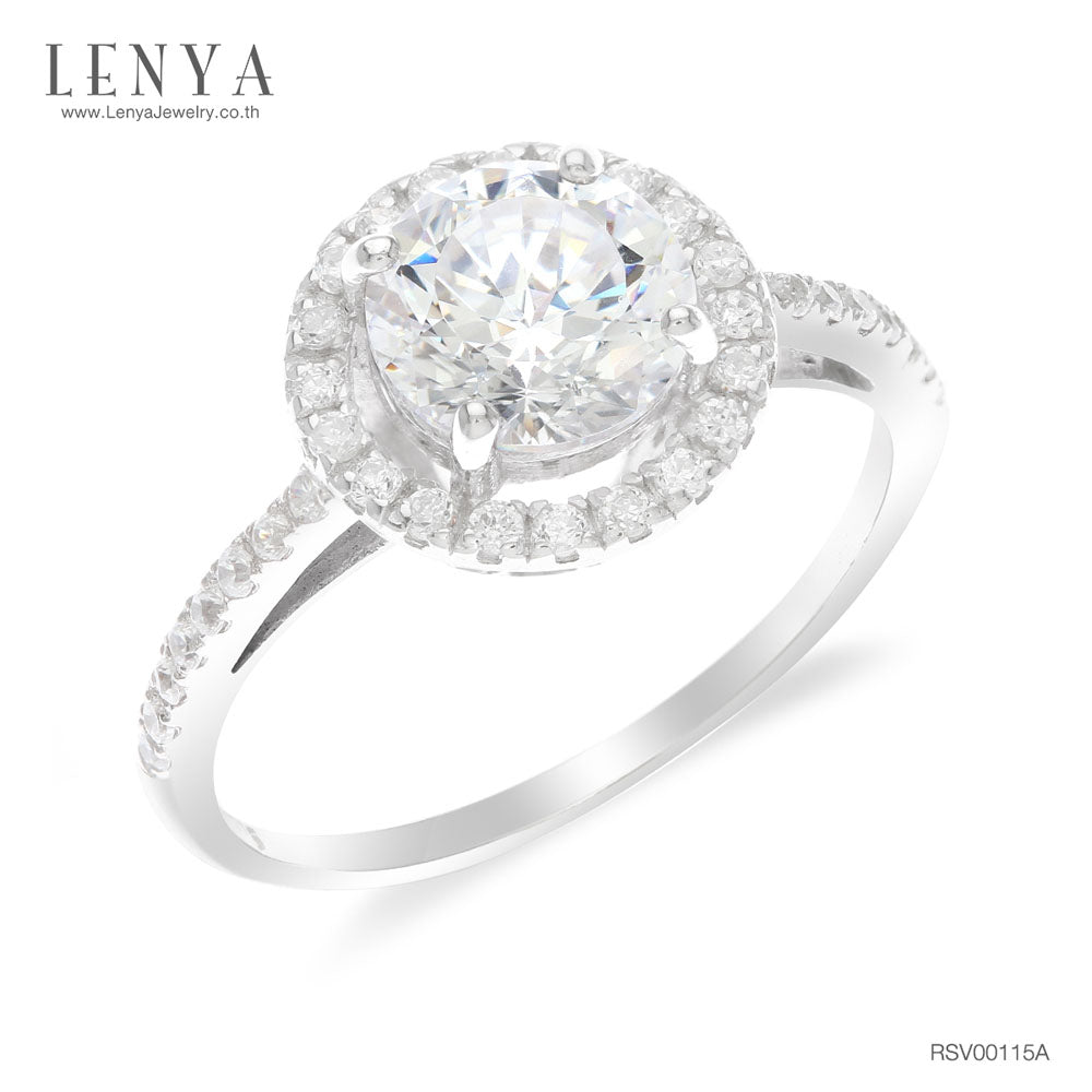 LENYA แหวน CZ DiamondLike เสริมบุคลิกความหรูหรา ตัวเรือนเงินแท้925 ชุบทองคำขาว