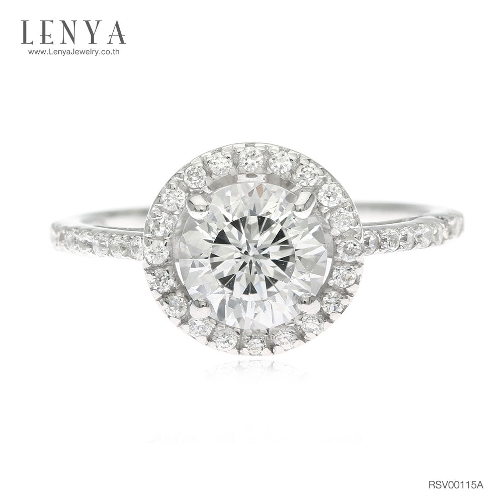LENYA แหวน CZ DiamondLike เสริมบุคลิกความหรูหรา ตัวเรือนเงินแท้925 ชุบทองคำขาว