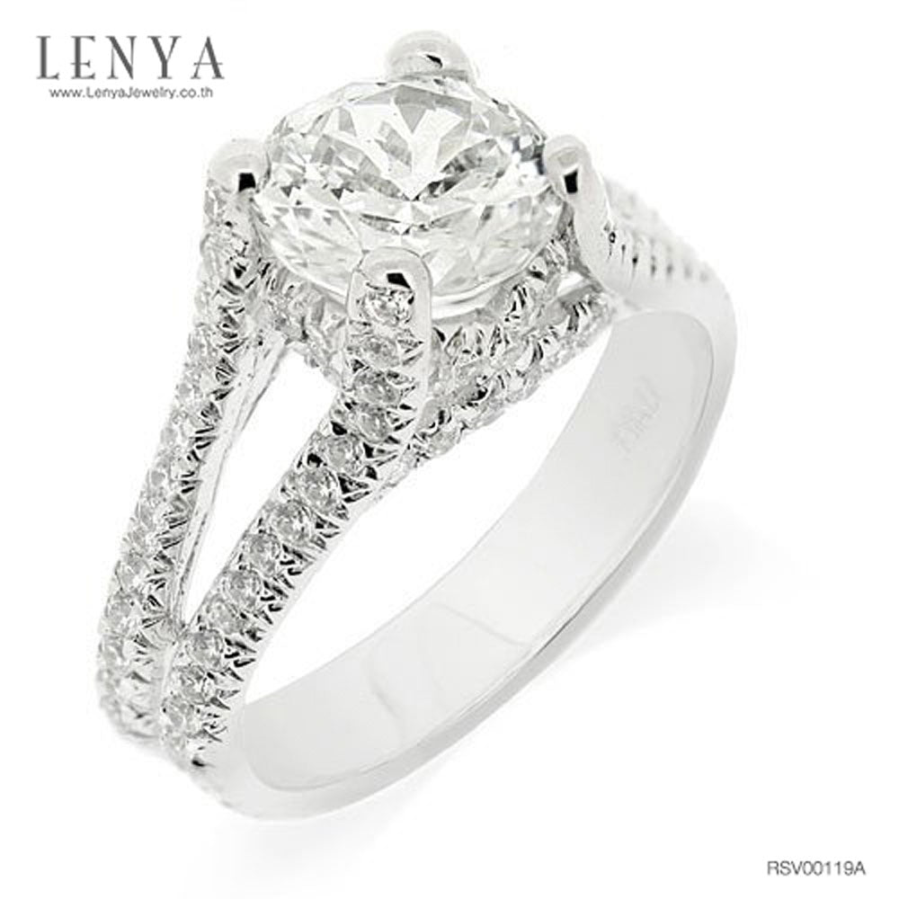LENYA แหวน CZ Diamondlike เสริมบุคลิกและความมั่นใจ ขนาด 8 มิล ตัวเรือนเงินแท้925 ชุบทองคำขาว