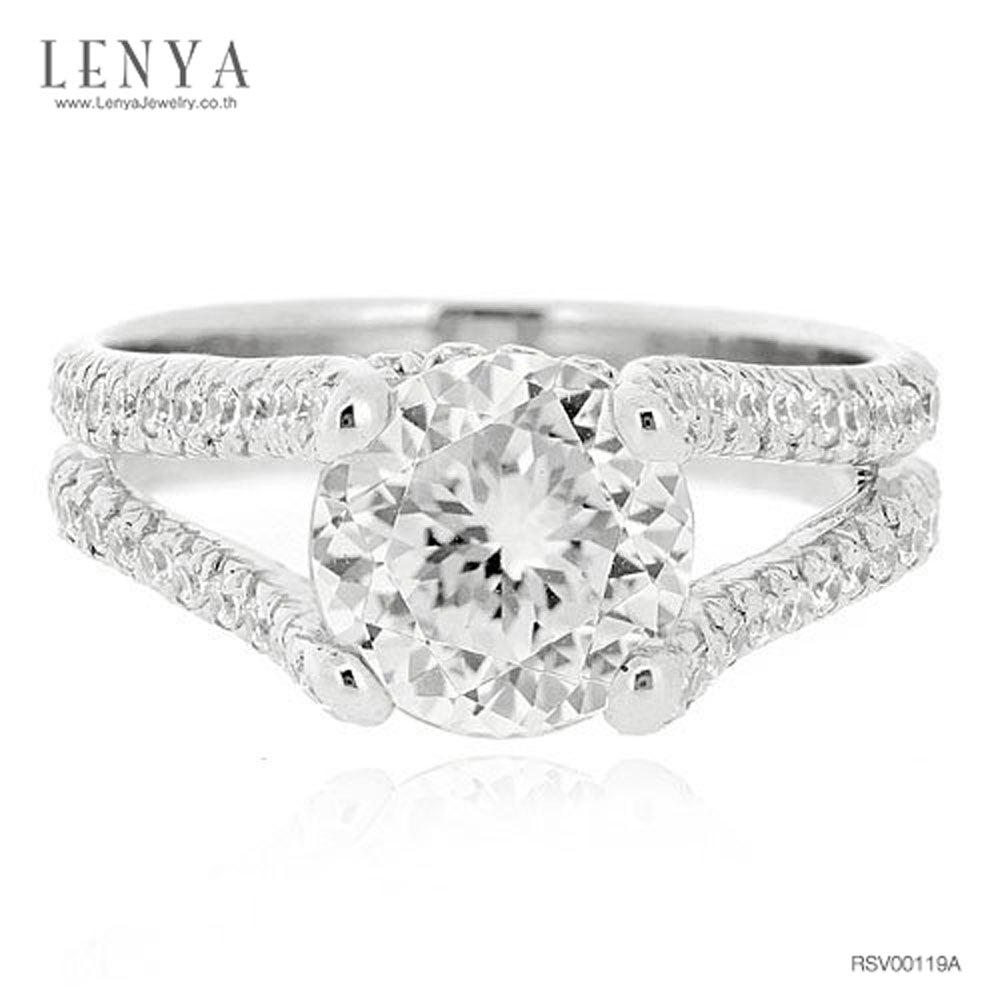 LENYA แหวน CZ Diamondlike เสริมบุคลิกและความมั่นใจ ขนาด 8 มิล ตัวเรือนเงินแท้925 ชุบทองคำขาว