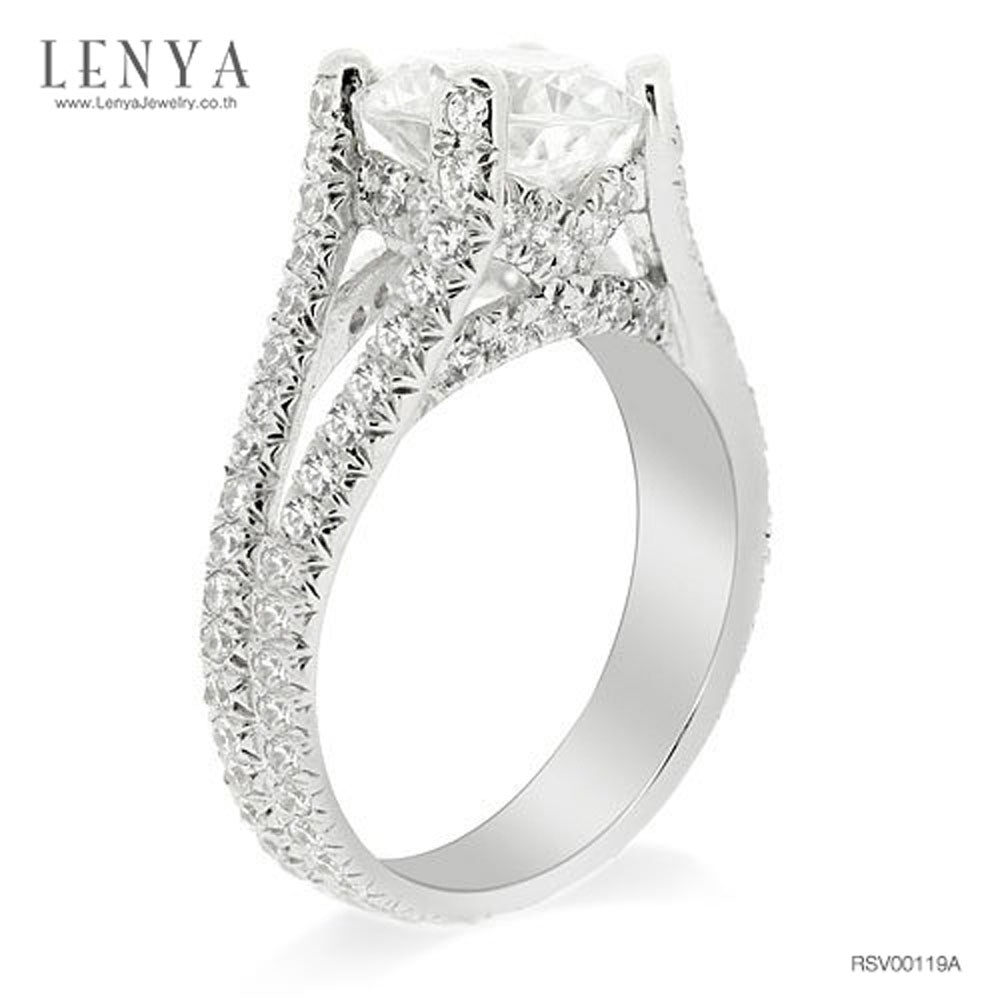 LENYA แหวน CZ Diamondlike เสริมบุคลิกและความมั่นใจ ขนาด 8 มิล ตัวเรือนเงินแท้925 ชุบทองคำขาว