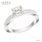 LENYA แหวนประดับด้วยคิวบิกเซอร์โคเนีย (Cubic Zirconia) สีขาว ดีไซน์รูป บนตัวเรือนเงินแท้ชุบทองคำขาว