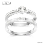 LENYA แหวนคู่ ประดับ SWAROVSKI ZIRCONIA ดีไซน์สุดคลาสสิค บนตัวเรือนเงินแท้ชุบทองคำขาว