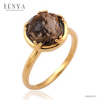 LENYA แหวนพลอยสโมคกี้ควอร์ซ (Smoky Quartz) สีน้ำตาล เสริมอำนาจบารมี ช่วยกระตุ้นพลังความกระตือรือร้นในการทำงาน ให้งานบรรลุความสำเร็จ ตัวเรือนเงินแท้ชุบทองพิ้ง์โกลด์