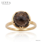 LENYA แหวนพลอยสโมคกี้ควอร์ซ (Smoky Quartz) สีน้ำตาล เสริมอำนาจบารมี ช่วยกระตุ้นพลังความกระตือรือร้นในการทำงาน ให้งานบรรลุความสำเร็จ ตัวเรือนเงินแท้ชุบทองพิ้ง์โกลด์