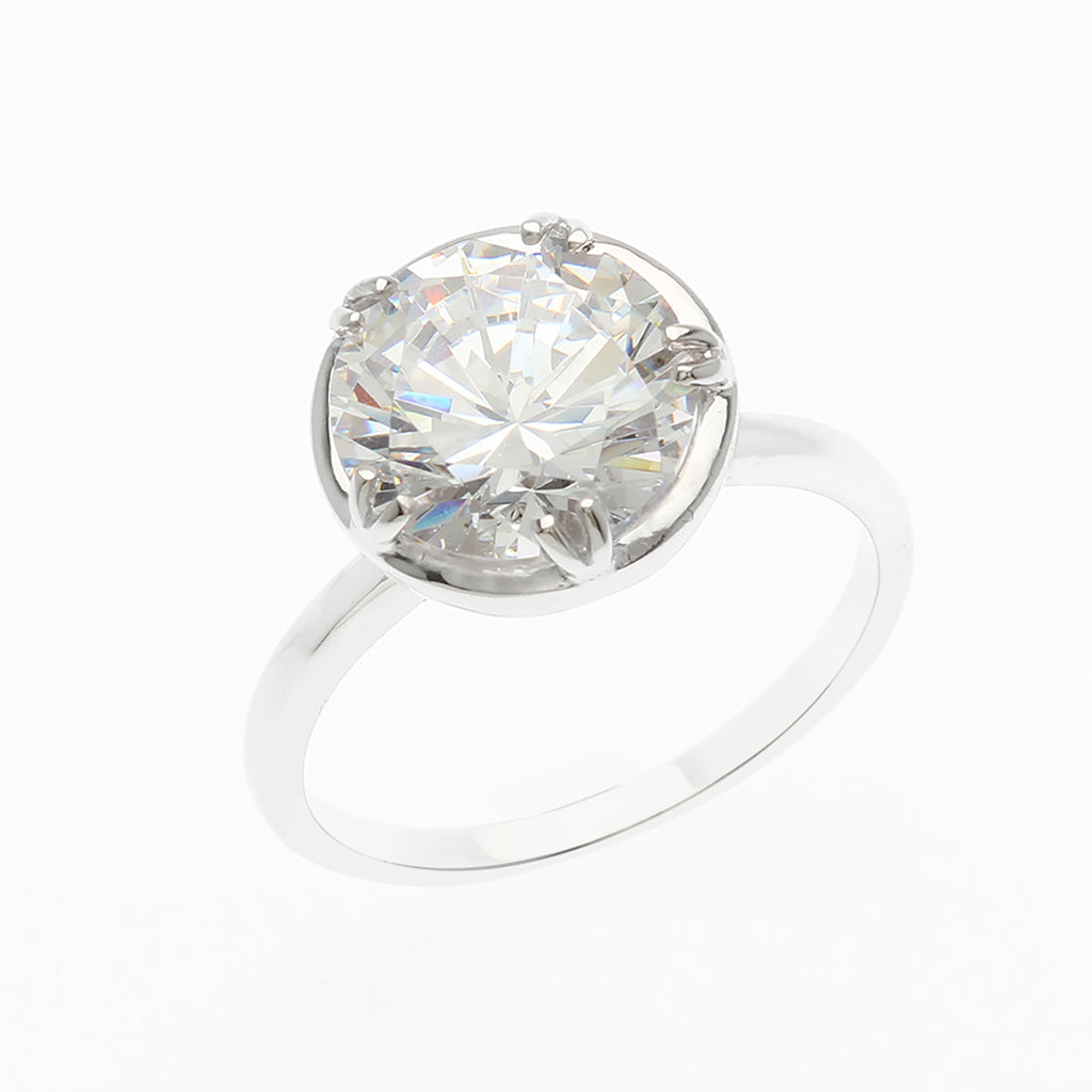 LENYA แหวน CZ Diamondlike เสริมบุคลิกและความมั่นใจ ขนาด 10 มิล ตัวเรือนเงินแท้925 ชุบทองคำขาว