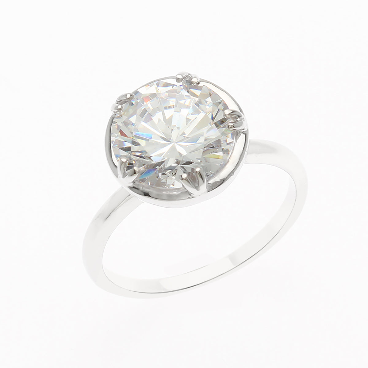 LENYA แหวน CZ Diamondlike เสริมบุคลิกและความมั่นใจ ขนาด 10 มิล ตัวเรือนเงินแท้925 ชุบทองคำขาว