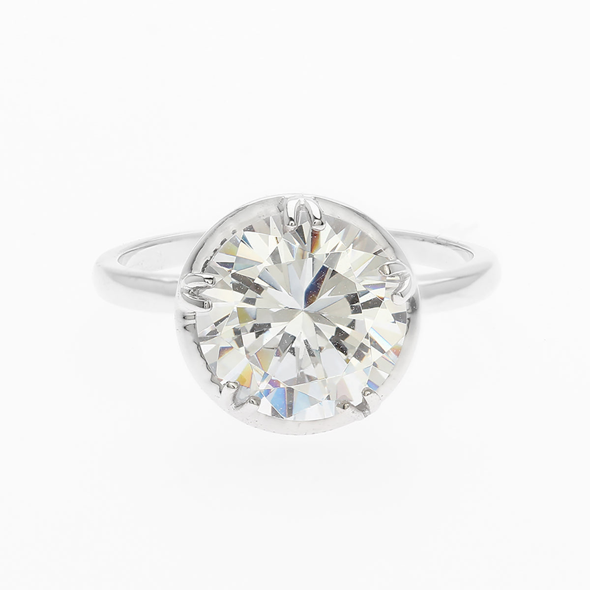 LENYA แหวน CZ Diamondlike เสริมบุคลิกและความมั่นใจ ขนาด 10 มิล ตัวเรือนเงินแท้925 ชุบทองคำขาว