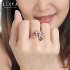 LENYA แหวนพลอยอเมทิสต์ เสริมความสงบใจ มีสติ มั่งคั่ง ขนาด 6 มิล ตัวเรือนเงินแท้925 ชุบพิงค์โกลด์