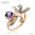 LENYA แหวนพลอยอเมทิสต์ เสริมความสงบใจ มีสติ มั่งคั่ง ขนาด 6 มิล ตัวเรือนเงินแท้925 ชุบพิงค์โกลด์