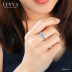 LENYA แหวนพลอยบลูโทแพซ เสริมความมั่นใจ ชัดเจน ปัญญา ขนาด 8x6 มิล ตัวเรือนเงินแท้925 ชุบทองคำขาว