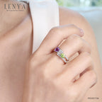 LENYA แหวนพลอยอเมทิสต์ เสริมความสงบใจ มีสติ มั่งคั่ง ขนาด 5 มิล ตัวเรือนเงินแท้925 ชุบทองคำขาว
