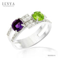LENYA แหวนพลอยอเมทิสต์ เสริมความสงบใจ มีสติ มั่งคั่ง ขนาด 5 มิล ตัวเรือนเงินแท้925 ชุบทองคำขาว