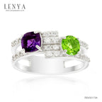 LENYA แหวนพลอยอเมทิสต์ เสริมความสงบใจ มีสติ มั่งคั่ง ขนาด 5 มิล ตัวเรือนเงินแท้925 ชุบทองคำขาว