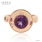 LENYA แหวนพลอยอเมทิสต์ เสริมความสงบใจ มีสติ มั่งคั่ง ขนาด 8 มิล ตัวเรือนเงินแท้925 ชุบพิงค์โกลด์