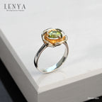 LENYA แหวนดอกกุหลาบ ประดับเพอริดอท ตัวเรือนเงินแท้ชุบทองคำขาวและทอง 18K ที่กลีบกุหลาบ เพิ่มความโดดเด่นไม่ซ้ำใคร