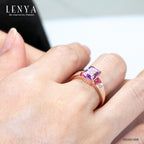 LENYA แหวนเงินแท้ ประดับพลอยอะเมทิสต์(Amathyst) พิงค์แซปไฟร์ (Pink Sapphire) และ ทับทิม (Ruby) ชุบพิงค์โกลด์