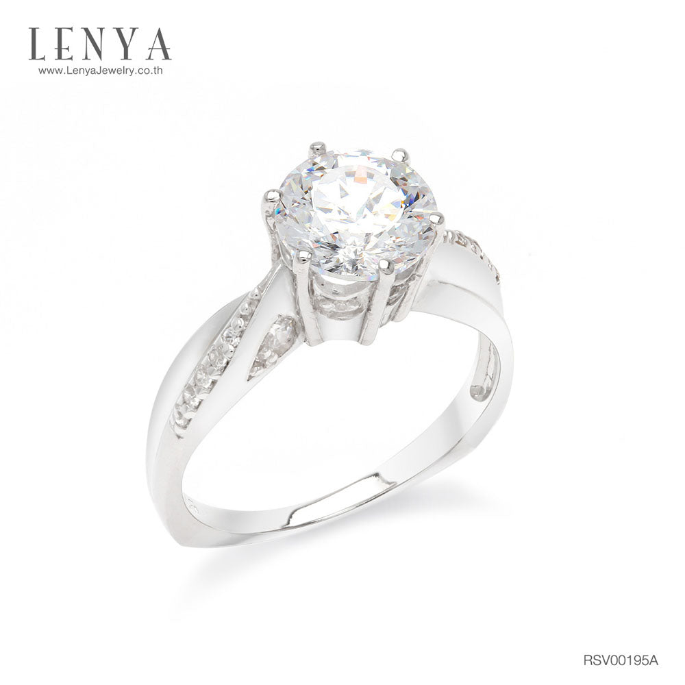 LENYA แหวน เพชร DiamondLike เม็ดใหญ่ ประดับด้วย Cubic Zirconia วิ่งโค้งเข้าหาใจกลางแหวน ให้ความรู้สึกสุดหรูพร้อมอ่อนโค้งภายในวงเดียว