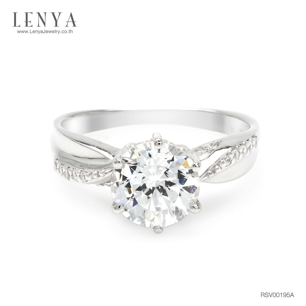 LENYA แหวน เพชร DiamondLike เม็ดใหญ่ ประดับด้วย Cubic Zirconia วิ่งโค้งเข้าหาใจกลางแหวน ให้ความรู้สึกสุดหรูพร้อมอ่อนโค้งภายในวงเดียว
