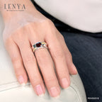 LENYA แหวนพลอยโกเมน เสริมด้านใจแกร่ง สำเร็จ มั่นคง ขนาด 7 มิล ตัวเรือนเงินแท้925 ชุบทองคำขาว