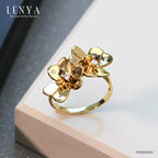 LENYA แหวนพลอยแท้หลากสีสันด้วยดีไซน์สุดหวาน ดอกไม้คู่บานสะพรั่งสำหรับต้อนรับหน้าร้อนนี้ บนตัวเรือนเงินแท้ชุบทองคำแท้