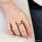 LENYA แหวนพลอยแท้หลากสีสันด้วยดีไซน์สุดหวาน ดอกไม้คู่บานสะพรั่งสำหรับต้อนรับหน้าร้อนนี้ บนตัวเรือนเงินแท้ชุบทองคำแท้
