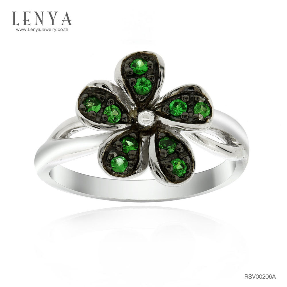 LENYA แหวนพลอยซาโวไรท์ เสริมความเจริญรุ่งเรือง ขนาด 1.50 มิล ตัวเรือนเงินแท้925 ชุบทองคำขาว